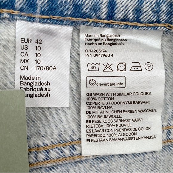 Divided by H&M Distressed High Waisted Wide Leg Recycled Cotton Jeans NWT 10 - Picture 6 of 6